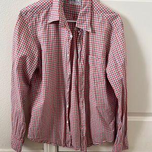 Gant Rugger Vacay Madras Mens Medium Casual Red, White, & Blue Checkered Shirt